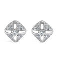 925 sterling silver stud earrings with rhombus diamond stones, 1.0 ct total
