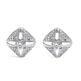 925 sterling silver stud earrings with rhombus diamond stones, 1.0 ct total thumbnail 1