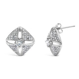 .925 Sterling Silver 1.0 Cttw Diamond Studded Rhombus Stud Earring (H-I Color, I2-I3 Clarity)-1 thumbnail 2