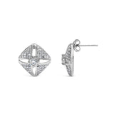 .925 Sterling Silver 1.0 Cttw Diamond Studded Rhombus Stud Earring (H-I Color, I2-I3 Clarity)-3 thumbnail 4