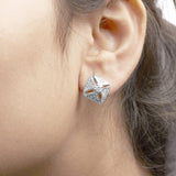 .925 Sterling Silver 1.0 Cttw Diamond Studded Rhombus Stud Earring (H-I Color, I2-I3 Clarity)-2 thumbnail 3