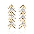 18K yellow gold chevron arrow stud earrings with pave diamond accent stones