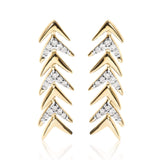 18K yellow gold chevron arrow stud earrings with pave diamond accent stones thumbnail 1