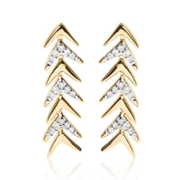 18K Yellow Gold Plated .925 Sterling Silver 1/5 Cttw Diamond Chevron Arrow Stud Earring (I-J Color, I2-I3 Clarity)