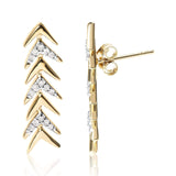 18K Yellow Gold Plated .925 Sterling Silver 1/5 Cttw Diamond Chevron Arrow Stud Earring (I-J Color, I2-I3 Clarity)-2 thumbnail 3