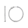 14K white gold hoop earrings with round lab grown diamond stones