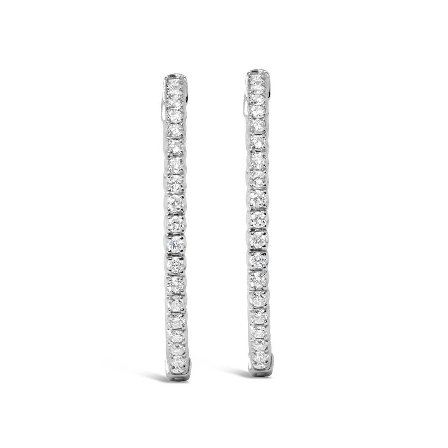 14K White Gold 1 3/4 Cttw Lab Grown Diamond Inside Out Hoop Earrings (G-H Color, VS2-SI1 Clarity)