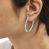 14K White Gold 1 3/4 Cttw Lab Grown Diamond Inside Out Hoop Earrings (G-H Color, VS2-SI1 Clarity)-2 thumbnail 3
