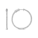 14K white gold inside out hoop earrings with round lab grown diamond stones thumbnail 1