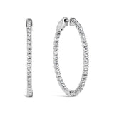 14K White Gold 1 1/2 Cttw Lab Grown Diamond Inside Out Hoop Earrings (G-H Color, VS2-SI1 Clarity)-1 thumbnail 2