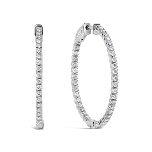 14K White Gold 1 1/2 Cttw Lab Grown Diamond Inside Out Hoop Earrings (G-H Color, VS2-SI1 Clarity)-1
