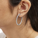 14K White Gold 1 1/2 Cttw Lab Grown Diamond Inside Out Hoop Earrings (G-H Color, VS2-SI1 Clarity)-2 thumbnail 3