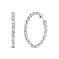 14K white gold hoop earrings with round lab grown diamond stones inside and out