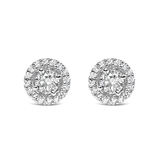 14K White Gold 3/4 Cttw Lab Grown Diamond Solitaire With Halo Stud Earrings (G-H Color, VS2-SI1 Clarity)-0