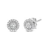14K White Gold 3/4 Cttw Lab Grown Diamond Solitaire With Halo Stud Earrings (G-H Color, VS2-SI1 Clarity)-1 thumbnail 2
