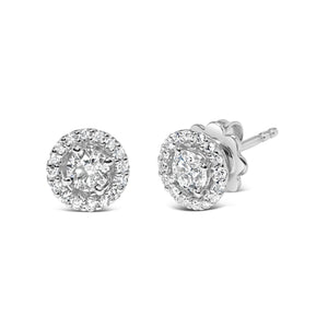 14K White Gold 3/4 Cttw Lab Grown Diamond Solitaire With Halo Stud Earrings (G-H Color, VS2-SI1 Clarity)-1