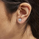 14K White Gold 3/4 Cttw Lab Grown Diamond Solitaire With Halo Stud Earrings (G-H Color, VS2-SI1 Clarity)-2 thumbnail 3
