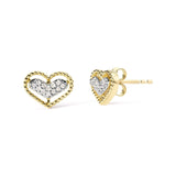 10K Yellow Gold 1/10 Cttw Diamond Heart and Beaded Halo Stud Earrings (I-J Color, I1-I2 Clarity)-1 thumbnail 2