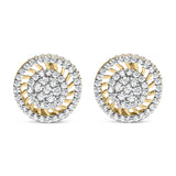 10K Yellow Gold 1.00 Cttw Diamond Halo Radiant Sunburst Stud Earrings (I-J Color, I2-I3 Clarity)-0 thumbnail 1
