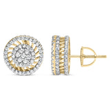 10K Yellow Gold 1.00 Cttw Diamond Halo Radiant Sunburst Stud Earrings (I-J Color, I2-I3 Clarity)-3 thumbnail 4