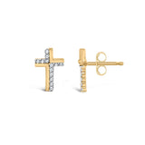 14K Yellow Gold Plated .925 Sterling Silver 1/10 Cttw Diamond Cross Stud Earring (I-J Color, I3 Clarity)-3 thumbnail 4