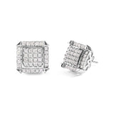 10K White Gold 1 1/10 Cttw Princess Diamond Composite and Halo Stud Earrings (I-J Color, I1-I2 Clarity)-1 thumbnail 2