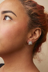 10K White Gold 1 1/10 Cttw Princess Diamond Composite and Halo Stud Earrings (I-J Color, I1-I2 Clarity)-2 thumbnail 3