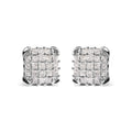 10K white gold earrings with princess diamond composite clusters, I-J color
