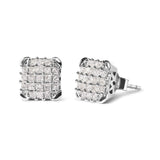 10K White Gold 3/4 Cttw Princess Diamond Composite Open Frame Stud Earrings (I-J Color, I1-I2 Clarity)-1 thumbnail 2