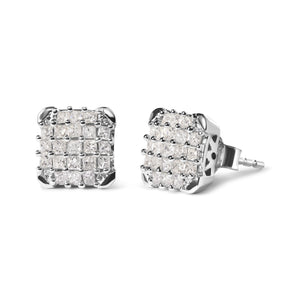 10K White Gold 3/4 Cttw Princess Diamond Composite Open Frame Stud Earrings (I-J Color, I1-I2 Clarity)-1