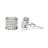 10K White Gold 3/4 Cttw Princess Diamond Composite Open Frame Stud Earrings (I-J Color, I1-I2 Clarity)-3 thumbnail 4