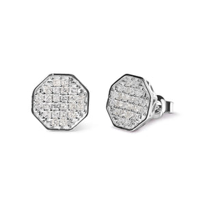 10K White Gold 7/8 Cttw Princess Diamond Composite Octagon Shaped Stud Earrings (I-J Color, I1-I2 Clarity)-1