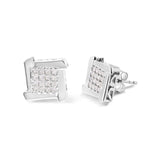 10K White Gold 1/2 Cttw Composite  Princess Diamond Square and Swirl Stud Earrings (I-J Color, I1-I2 Clarity)-1 thumbnail 2