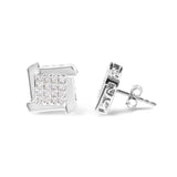 10K White Gold 1/2 Cttw Composite  Princess Diamond Square and Swirl Stud Earrings (I-J Color, I1-I2 Clarity)-3 thumbnail 4