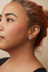 10K White Gold 1/2 Cttw Composite  Princess Diamond Square and Swirl Stud Earrings (I-J Color, I1-I2 Clarity)-2 thumbnail 3