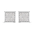 10K white gold earrings with princess diamond stones in composite setting