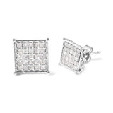 10K White Gold 3/4 Cttw Princess Diamond Composite Stud Earrings (I-J Color, I1-I2 Clarity)-1 thumbnail 2