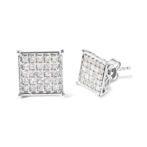 10K White Gold 3/4 Cttw Princess Diamond Composite Stud Earrings (I-J Color, I1-I2 Clarity)-1