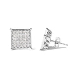 10K White Gold 3/4 Cttw Princess Diamond Composite Stud Earrings (I-J Color, I1-I2 Clarity)-3 thumbnail 4
