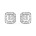 10K white gold stud earrings with square composite diamond stones