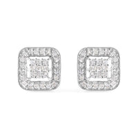 10K White Gold 5/8 Cttw Diamond Square Shaped Composite Stud Earrings (I-J Color, I1-I2 Clarity)