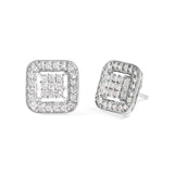 10K White Gold 5/8 Cttw Diamond Square Shaped Composite Stud Earrings (I-J Color, I1-I2 Clarity)-1 thumbnail 2