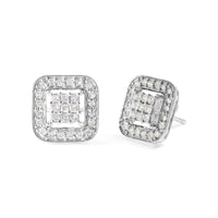 10K White Gold 5/8 Cttw Diamond Square Shaped Composite Stud Earrings (I-J Color, I1-I2 Clarity)
