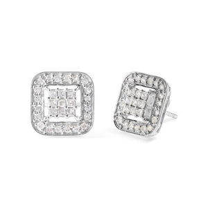 10K White Gold 5/8 Cttw Diamond Square Shaped Composite Stud Earrings (I-J Color, I1-I2 Clarity)-1