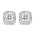 10K white gold ring with composite and halo diamond stones