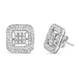 10K White Gold 1.00 Cttw Diamond Composite and Halo Stud Earrings (I-J Color, I1-I2 Clarity)-1 thumbnail 2