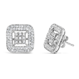 10K White Gold 1.00 Cttw Diamond Composite and Halo Stud Earrings (I-J Color, I1-I2 Clarity)-1