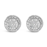 .925 Sterling Silver 3/4 Cttw Diamond Composite and Halo Stud Earrings (H-I Color, SI1-SI2 Clarity)-0 thumbnail 1
