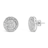 .925 Sterling Silver 3/4 Cttw Diamond Composite and Halo Stud Earrings (H-I Color, SI1-SI2 Clarity)-1 thumbnail 2