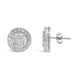 .925 Sterling Silver 3/4 Cttw Diamond Composite and Halo Stud Earrings (H-I Color, SI1-SI2 Clarity)-3 thumbnail 4